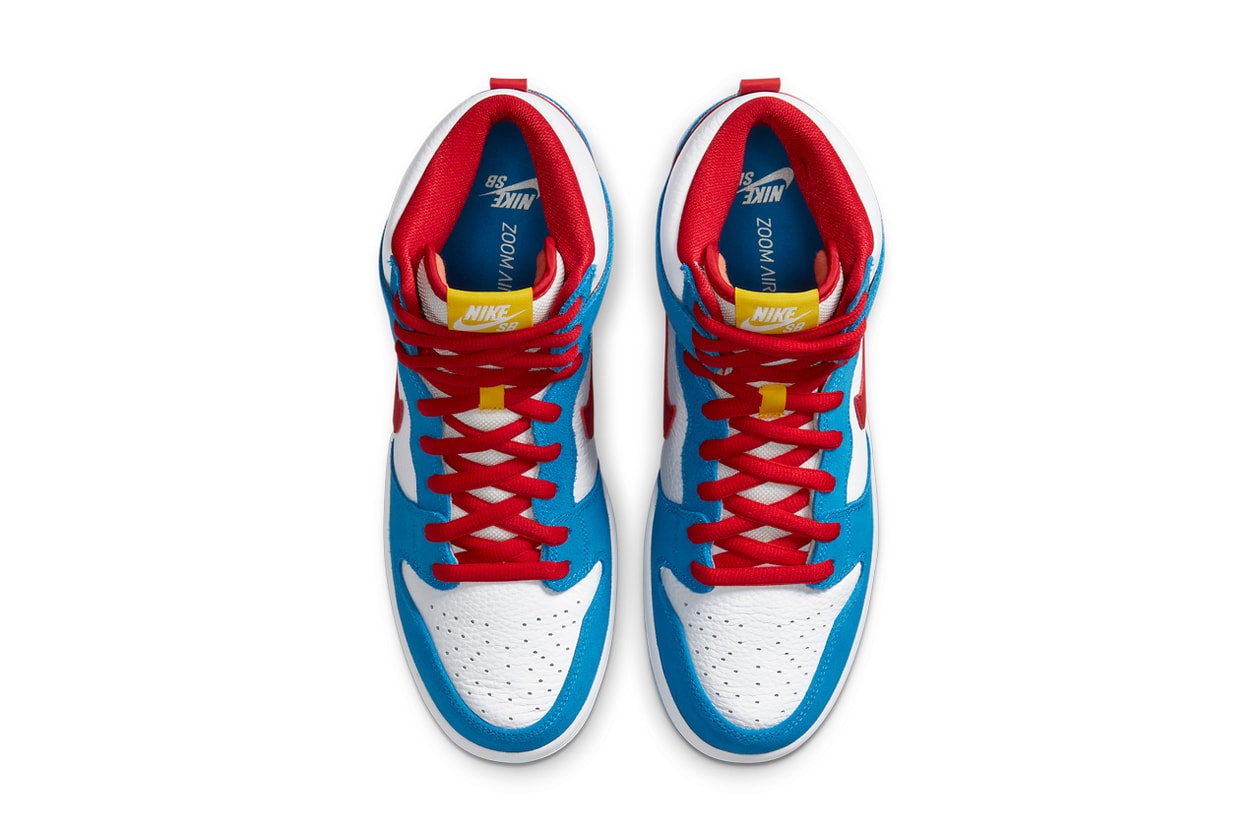 nike sb skateboarding dunk hi high doraemon light photo blue speed yellow university red white CI2692 400 official release date info photos price store list buying guide