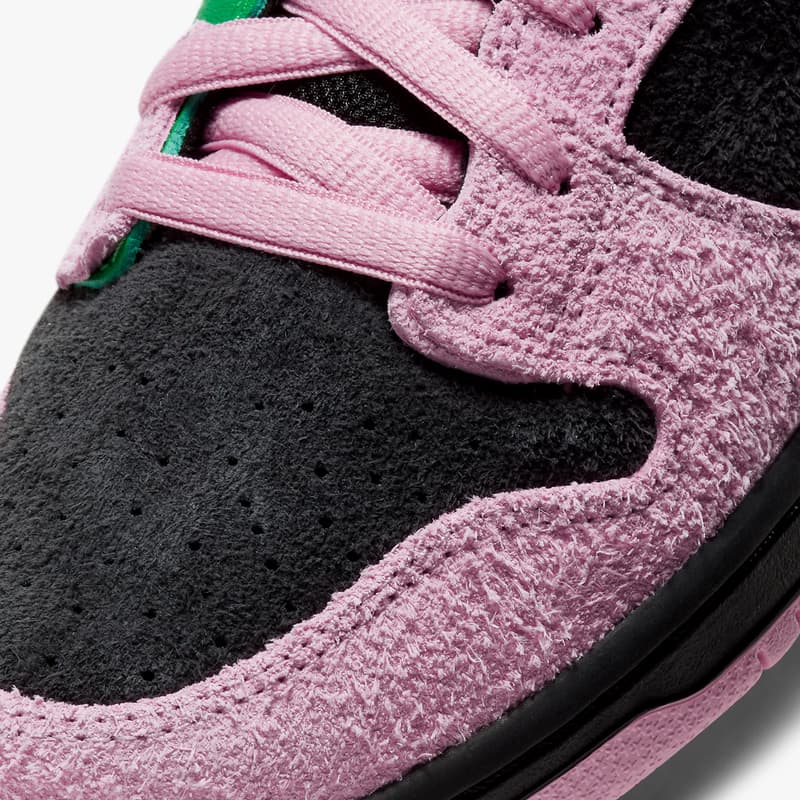 nike sb skateboarding dunk high invert celtics CU7349 001 black pink rise lucky green white official release date info photos price store list buying guide