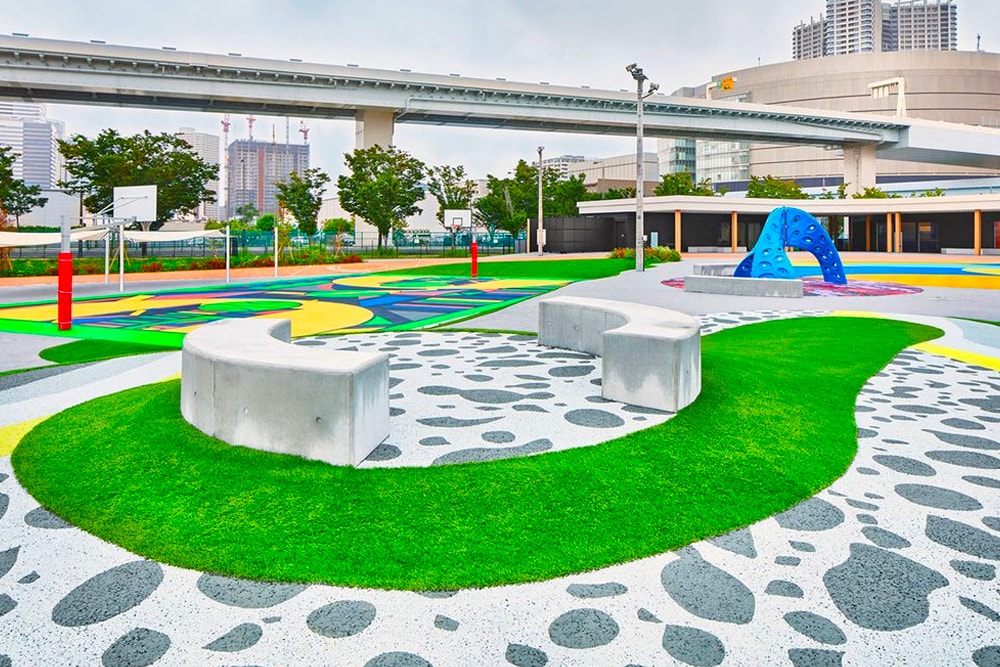 Nike Sports by Art Playground Tokyo Japan Travel Olympics Toyosu cortez grind surfacing eco friendly sports ground public park