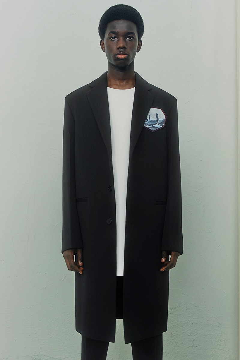 OAMC Spring Summer 2021 Lookbook military silhouettes clean fabric textures vibrant works conceptual artist John Baldessari