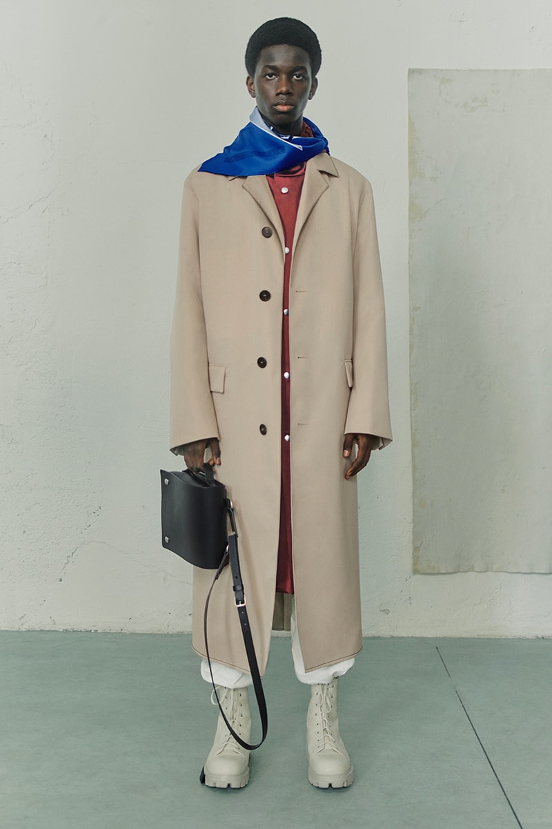 OAMC Spring Summer 2021 Lookbook military silhouettes clean fabric textures vibrant works conceptual artist John Baldessari
