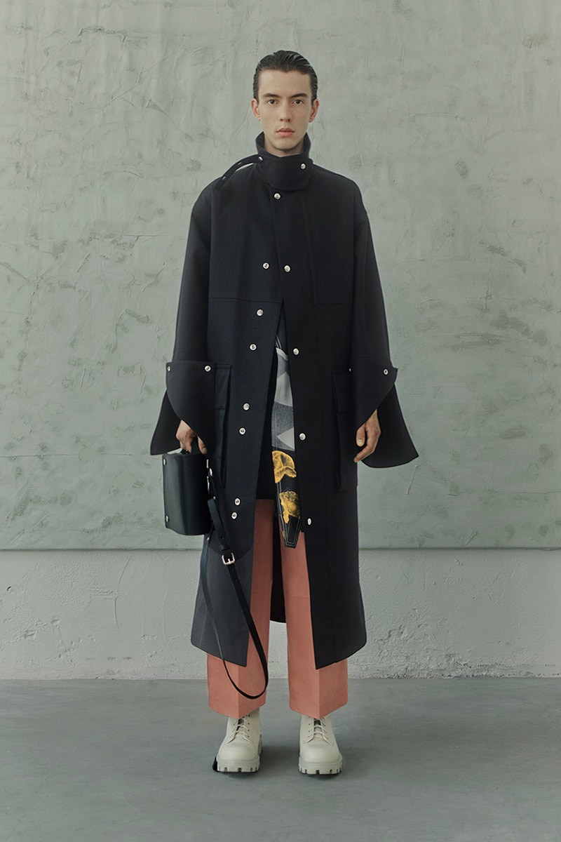 OAMC Spring Summer 2021 Lookbook military silhouettes clean fabric textures vibrant works conceptual artist John Baldessari