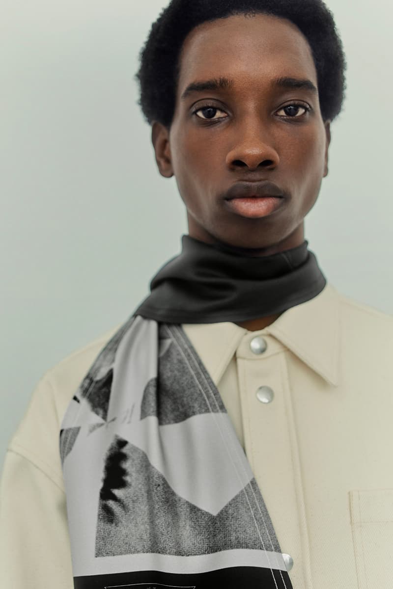 OAMC Spring Summer 2021 Lookbook military silhouettes clean fabric textures vibrant works conceptual artist John Baldessari