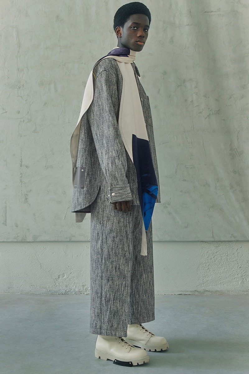 OAMC Spring Summer 2021 Lookbook military silhouettes clean fabric textures vibrant works conceptual artist John Baldessari