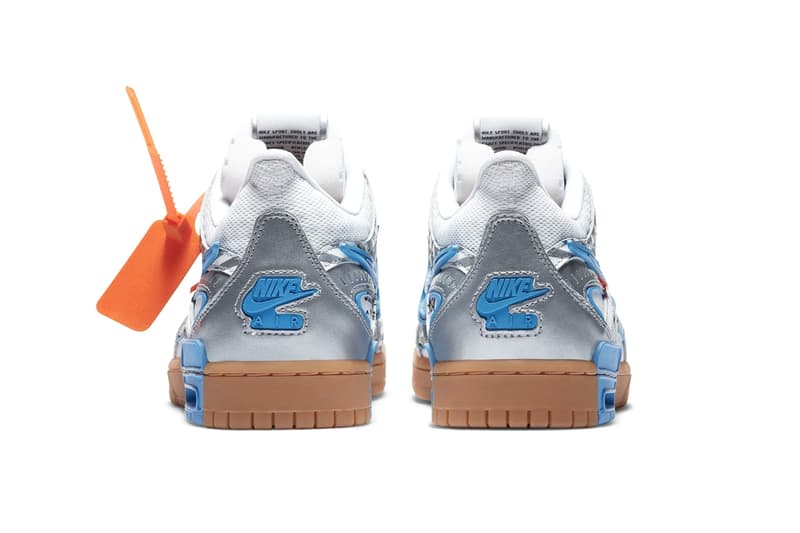 Off-White™ x Nike Air Rubber Dunk "University Blue" Official Release Information Drop Date Virgil Abloh New Sneaker Collaboration Footwear Shoe HYPE Trainer Virgil Abloh Swoosh SB Dunk P-6000