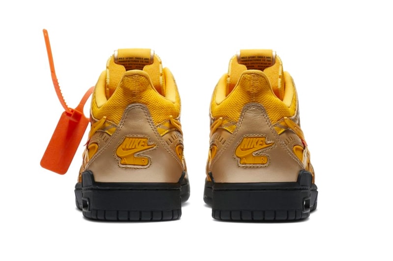 Off White Nike Air Rubber Dunk University Gold Official Look CU6015-700 Release Info Black Date Buy Price Green Strike University Blue
