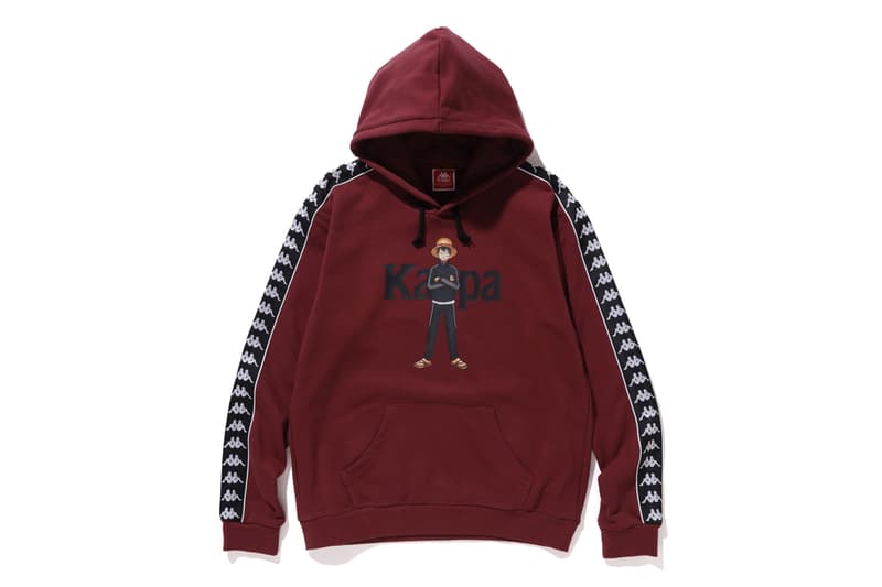 'One Piece' x Kappa Japan FW20 Collaboration fall winter 2020 second capsule collection hoodie track jacket shirt boa hancock monkey d luffy TrafalgarD Water Law