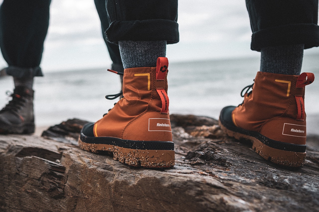 palladium finisterre pampa hi recycled wp+ boots collaboration release hiking boots