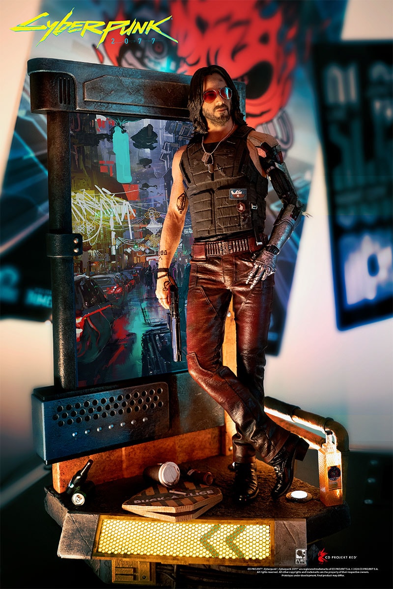 purearts model statue replica 1 4th scale cyberpunk 2077 cd projekt red keanu reeves johnny silverhand toys collectibles 