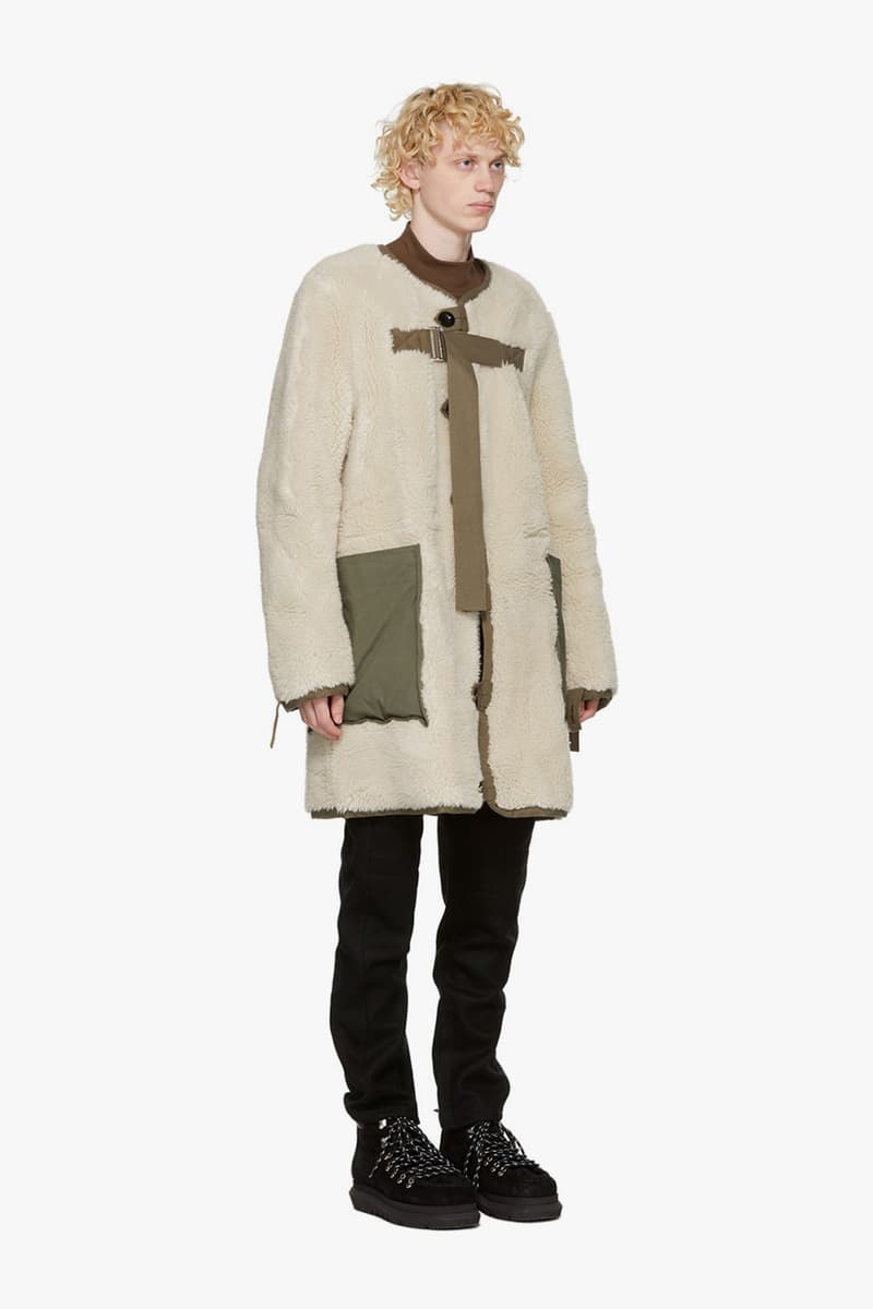 sacai sherpa jackets cotton blend khaki brown green navy off-white release information fleeces expensive high end