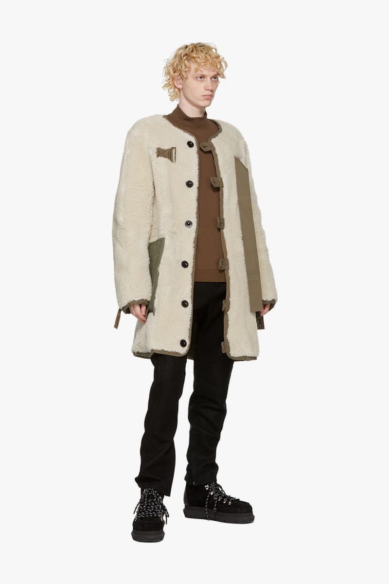sacai sherpa jackets cotton blend khaki brown green navy off-white release information fleeces expensive high end