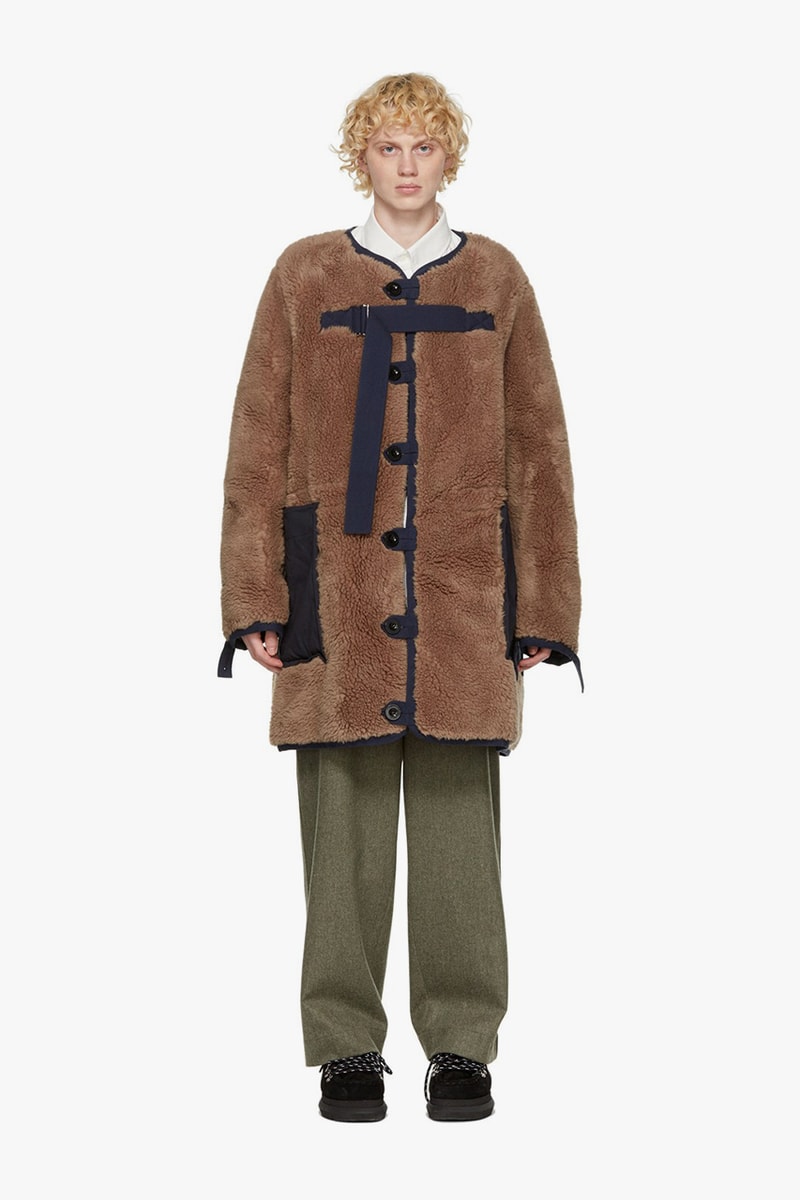 sacai sherpa jackets cotton blend khaki brown green navy off-white release information fleeces expensive high end