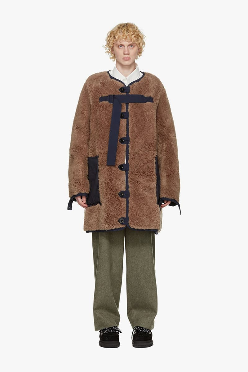 sacai sherpa jackets cotton blend khaki brown green navy off-white release information fleeces expensive high end