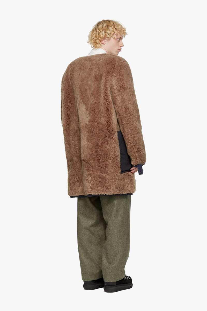 sacai sherpa jackets cotton blend khaki brown green navy off-white release information fleeces expensive high end