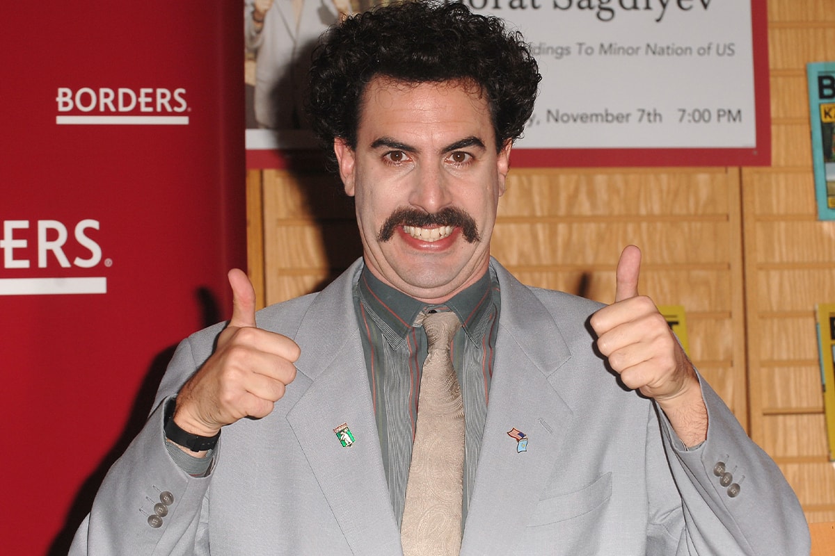 Sacha Baron Cohen Borat Sequel Title revealed Gift of Pornographic Monkey to Vice Premiere Mikhael Pence to Make Benefit Recently Diminished Nation of Kazakhstan