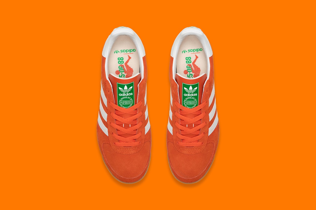 size? x adidas Originals AS 520 Sneaker Collaboration Limited-Edition Colorway Release Information Marco van Basten European Championship 1988 Euros Pack Trefoil Gum Orange White Three Stripes