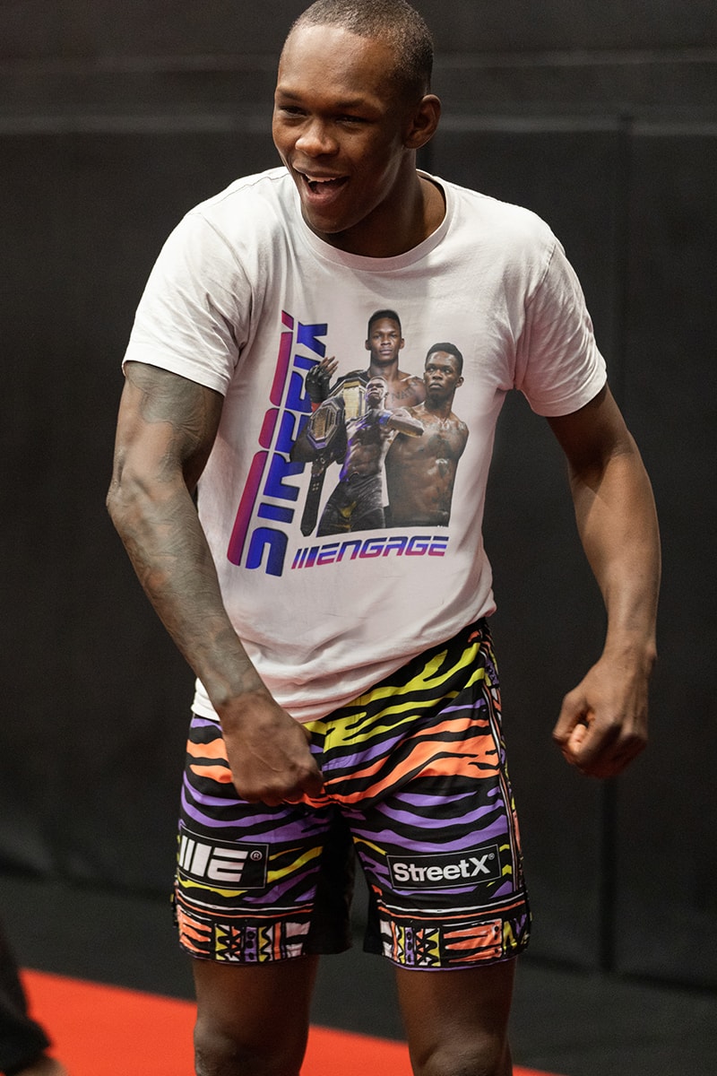 StreetX Engage Capsule Israel Adesanya UFC 253 Release t shirt shorts gloves