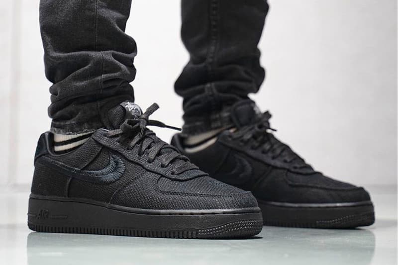 Stüssy Nike Air Force 1 Low Black Fossil Stone On Foot Closer Look Release Info CZ9084-001 CZ9084-200 Date Buy Price