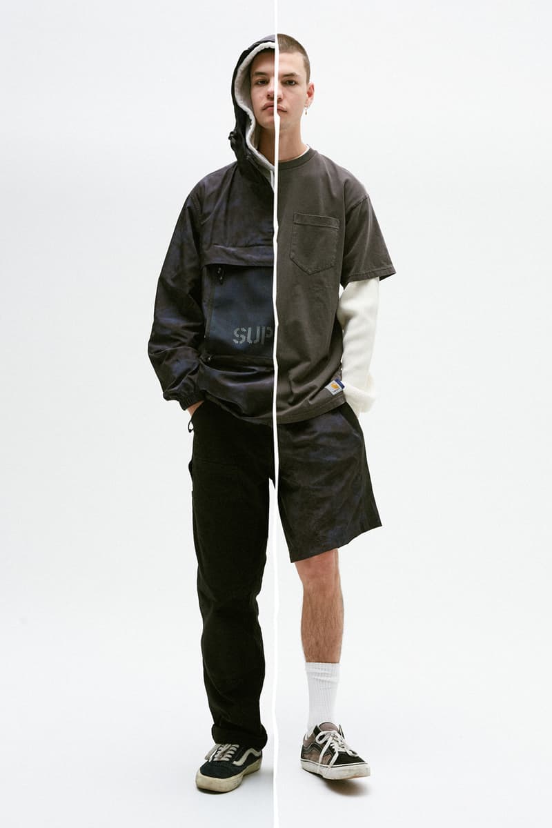 SUPPLY x Carhartt WIP Fall/Winter 2020 Lookbook Collection Capsule Australian Retailer Shawn Yates Hoodies Five Panel Caps Hats Windbreaker Trail Short Reversible Shopper Bag