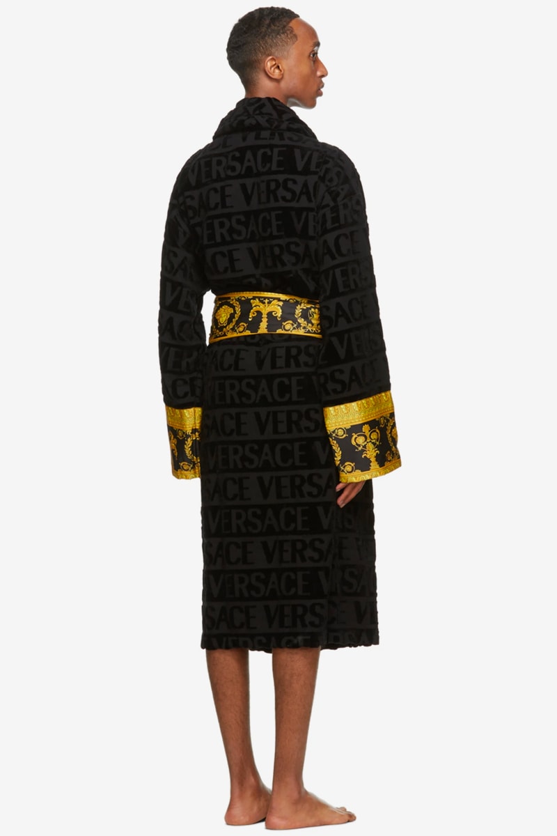 Versace Black Barocco Robe menswear streetwear spring summer 2020 collection ss20 bath robes medusa logo pattern gold white