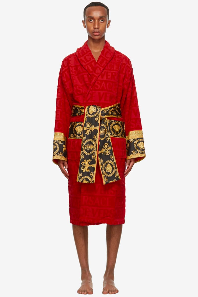 Versace Black Barocco Robe menswear streetwear spring summer 2020 collection ss20 bath robes medusa logo pattern gold white