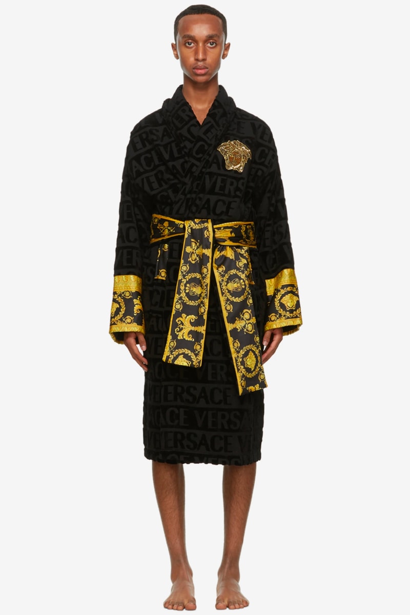 Versace Black Barocco Robe menswear streetwear spring summer 2020 collection ss20 bath robes medusa logo pattern gold white