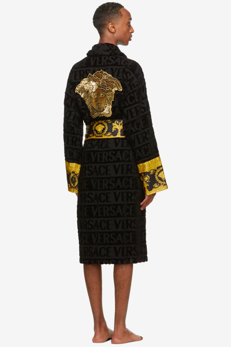 Versace Black Barocco Robe menswear streetwear spring summer 2020 collection ss20 bath robes medusa logo pattern gold white