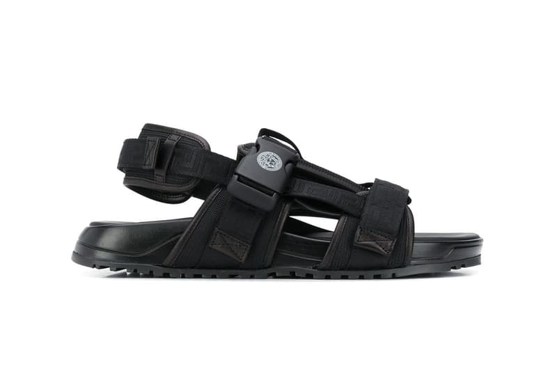 Versace release information logo strap sandals slides sliders release information where to buy farfetch