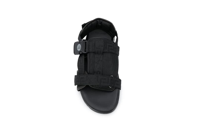 Versace release information logo strap sandals slides sliders release information where to buy farfetch