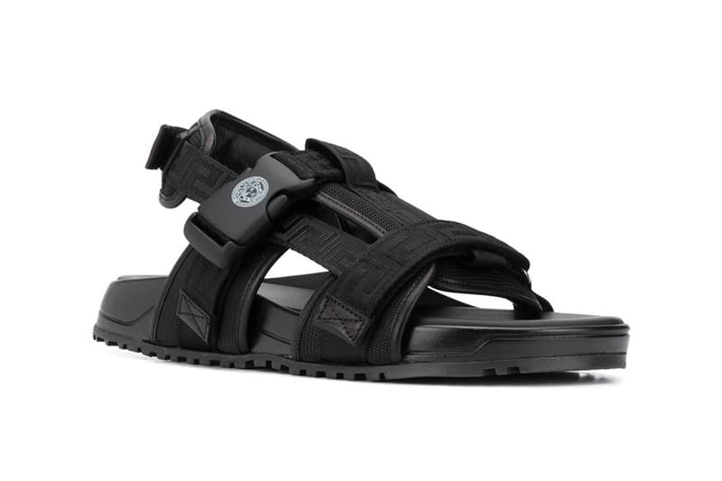 Versace release information logo strap sandals slides sliders release information where to buy farfetch