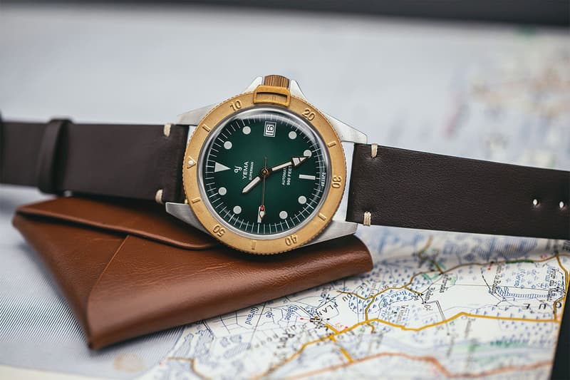 yema france french morteau in house manufacture caliber movement gmt three hand date time superman steel bronze kickstarter