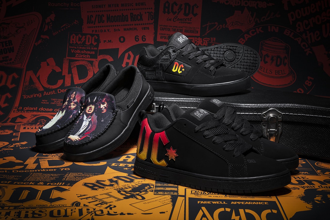 ac dc shoes back in black 40th anniversary collection capsule court graffik villain infinite kalis low mid vulc t shirt hoodie official release date info photos price store list buying guide 