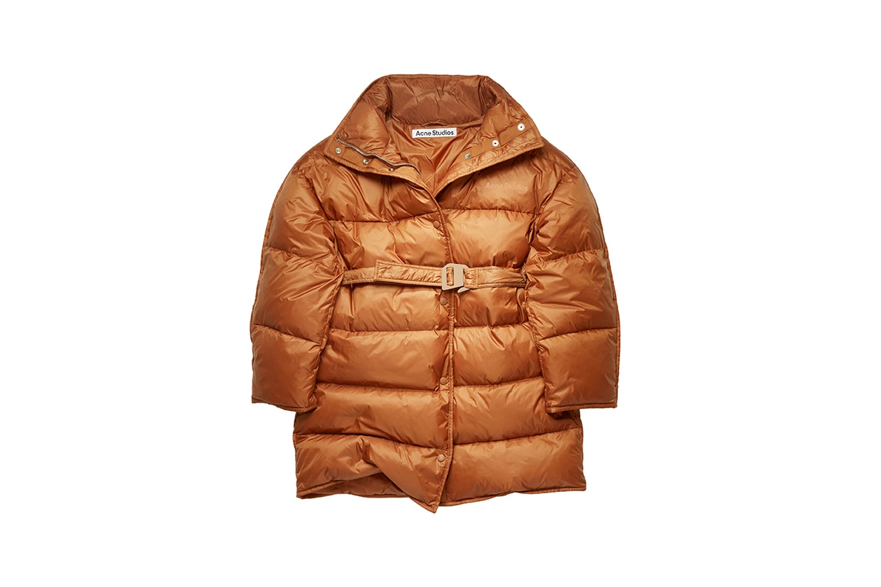 acne studios fall winter 2020 puffer jackets logo white rust orange turquoise blue details black release information