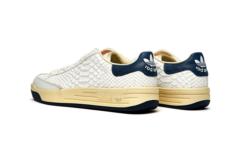 adidas Consortium Rod Laver Tennis Shoe Collection Capsule White Leathers Reptile Ostrich Cracked Aniline "Core White/Collegiate Navy" FY4491 fy4493 fy4492 fy4494