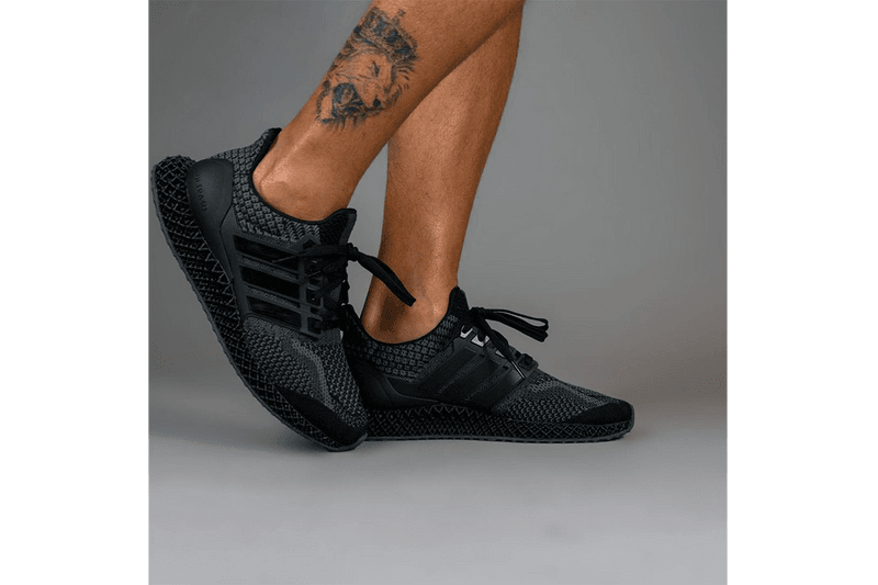 adidas Ultra4D "Core Black" Triple Black Outsole 4-Dimensional Technical Mechanical Weave Futurecraft On Foot Closer First Look Sneaker Future 