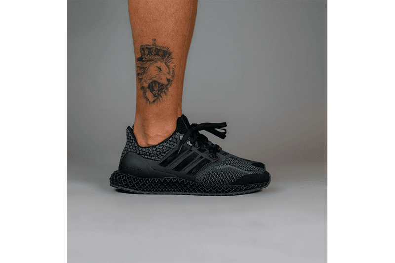adidas Ultra4D "Core Black" Triple Black Outsole 4-Dimensional Technical Mechanical Weave Futurecraft On Foot Closer First Look Sneaker Future 