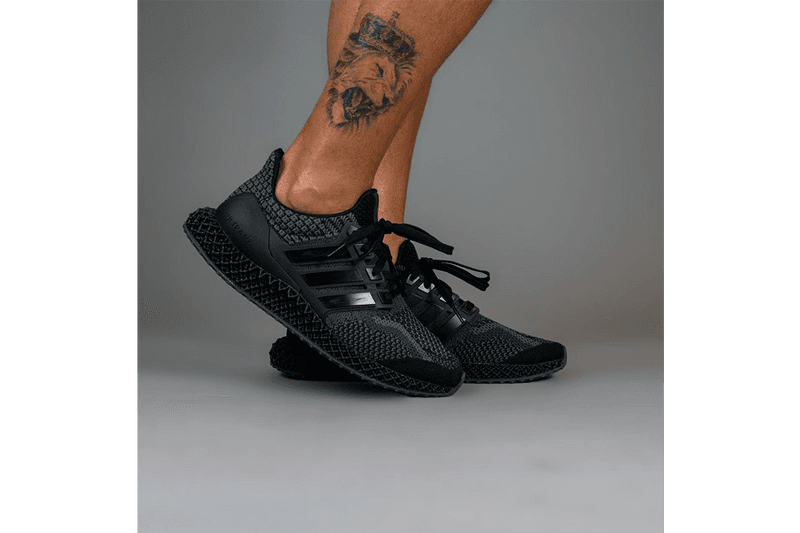 adidas Ultra4D "Core Black" Triple Black Outsole 4-Dimensional Technical Mechanical Weave Futurecraft On Foot Closer First Look Sneaker Future 