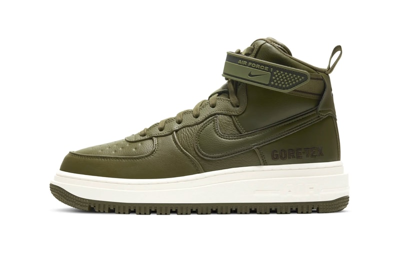 Nike Air Force 1 Boot GORE TEX Wheat Olive menswear streetwear fall winter 2020 collection autumn fw20 shoes footwear sneakers trainers CT2815 200 CT2815 201