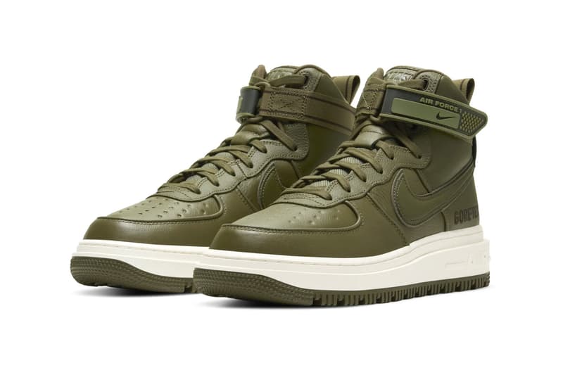 Nike Air Force 1 Boot GORE TEX Wheat Olive menswear streetwear fall winter 2020 collection autumn fw20 shoes footwear sneakers trainers CT2815 200 CT2815 201
