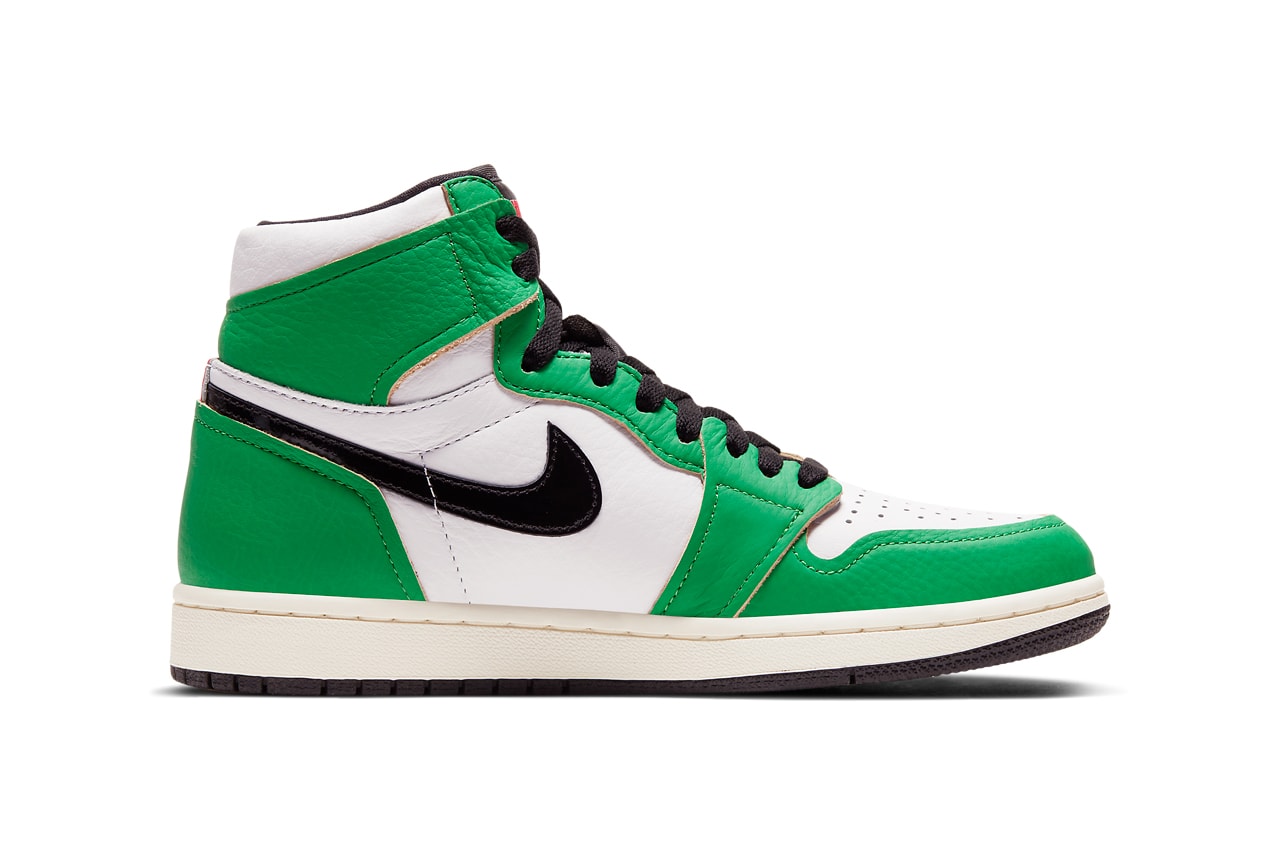 air jordan brand 1 lucky green red white sail black red DB4612 300 official release date info photos price store list buying guide michael boston celtics 63 points chicago bulls 1986 nba playoffs