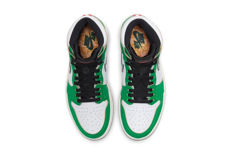 air jordan brand 1 lucky green red white sail black red DB4612 300 official release date info photos price store list buying guide michael boston celtics 63 points chicago bulls 1986 nba playoffs