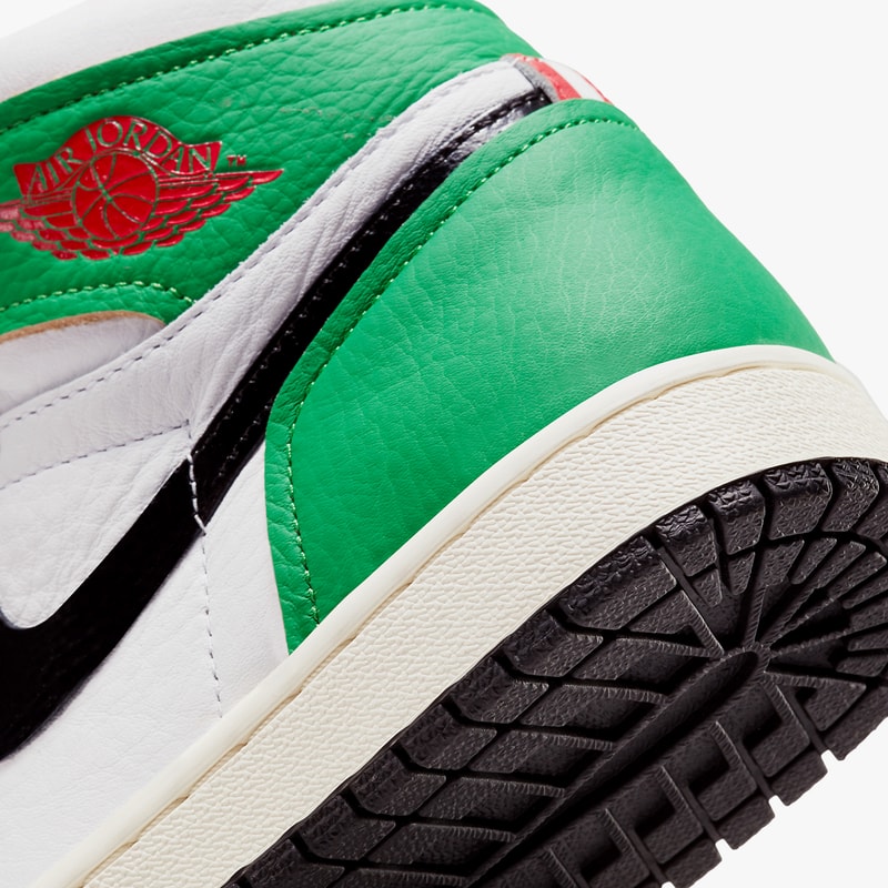 air jordan brand 1 lucky green red white sail black red DB4612 300 official release date info photos price store list buying guide michael boston celtics 63 points chicago bulls 1986 nba playoffs