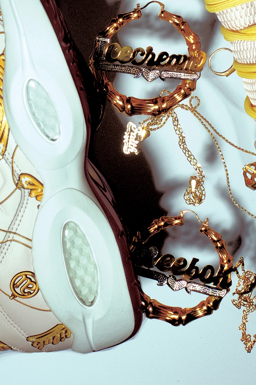 billionaire boys club bbc ice cream reebok question sneaker collaboration name chains beepers butts and pattern print sk8thng pharrell williams fz4342 fz4341 low