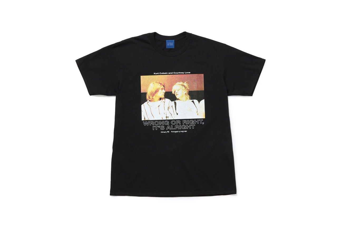 Bonjour Records Kurt Cobain Courtney Love Kenji Kubo "WRONG OR RIGHT, IT'S ALRIGHT" Graphic Photo Album T-Shirt Homage Tee Hoodies Nirvana 