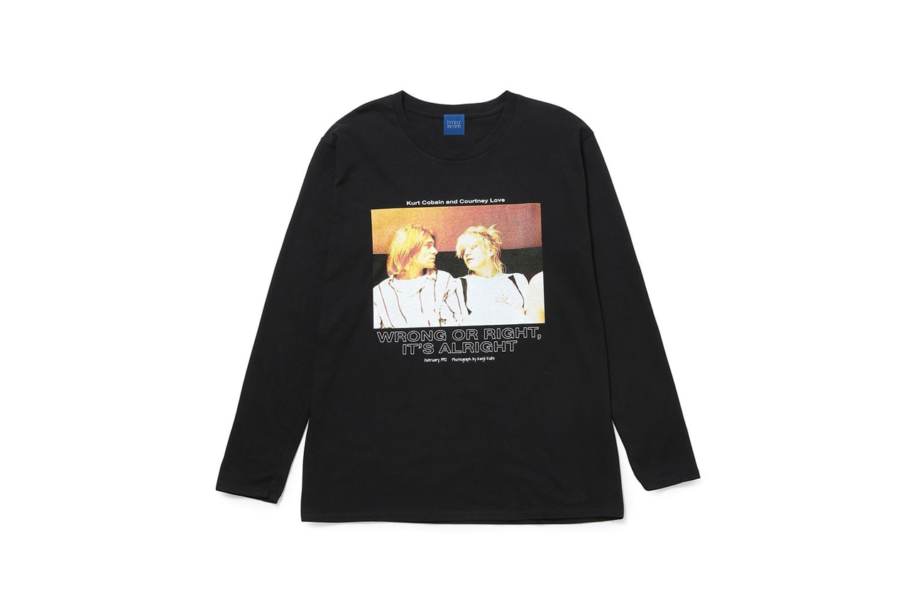 Bonjour Records Kurt Cobain Courtney Love Kenji Kubo "WRONG OR RIGHT, IT'S ALRIGHT" Graphic Photo Album T-Shirt Homage Tee Hoodies Nirvana 