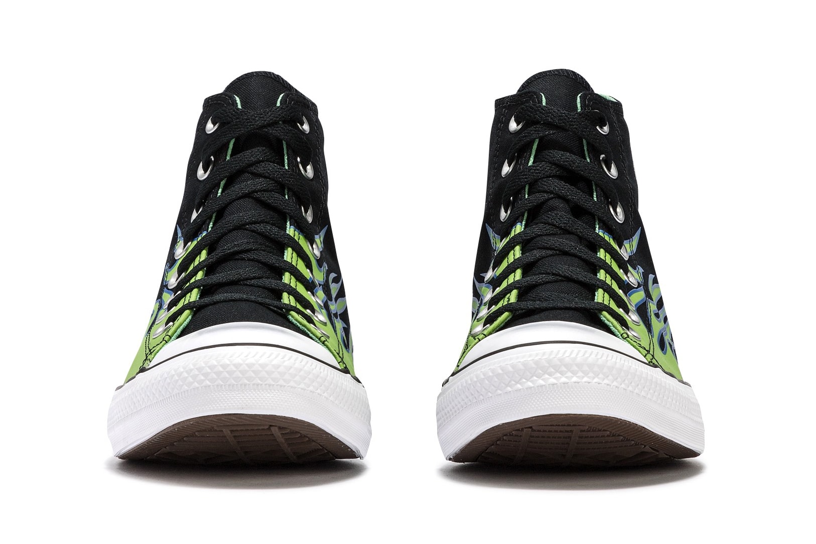 Converse Chuck Taylor All Star "Black/Glow In The Dark/Royal Pulse" Flame Motif Graphic Print Sneaker Release Information Drop Date Closer First Look HBX HYPEBEAST Footwear Shoe Trainer High Top 