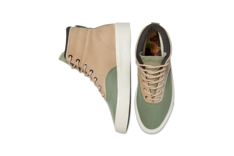 Converse Skidgrip High Top "Safari/Biscotti/Oil Green" Low Top "Oil Green/Malachite Green" Release Information Drop Closer Look Fear of God Jerry Lorenzo Sneaker Footwear Shoe Trainer 1910 Classic Basketball Skateboarding BMX