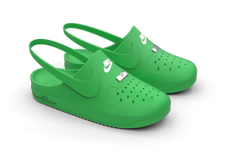 Crocs x Nike Air Force 1 Unofficial Rendering Kegan McDaniel AF1 Slip On Slide House Shoe White Green Black Swoosh Ugly Sneakers Footwear Cop Drop Custom Fake COVID-19 Coronavirus Lockdown