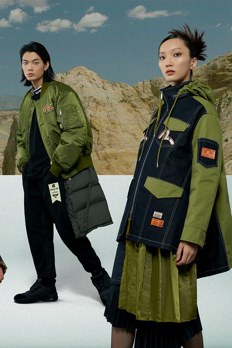 EVISU Fall Winter 2020 Lookbook menswear streetwear fw20 jeans denim japanese brand evergreen kuro jackets outerwear parka 