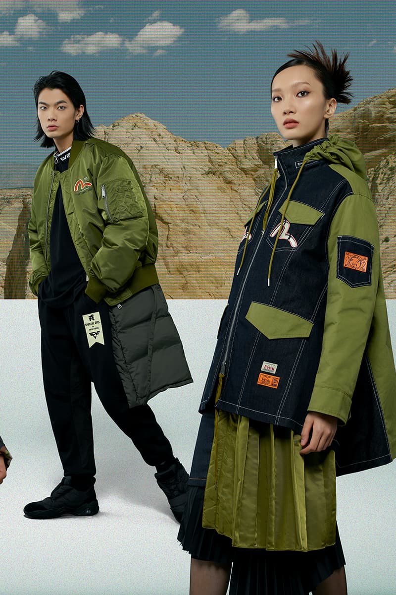 EVISU Fall Winter 2020 Lookbook menswear streetwear fw20 jeans denim japanese brand evergreen kuro jackets outerwear parka